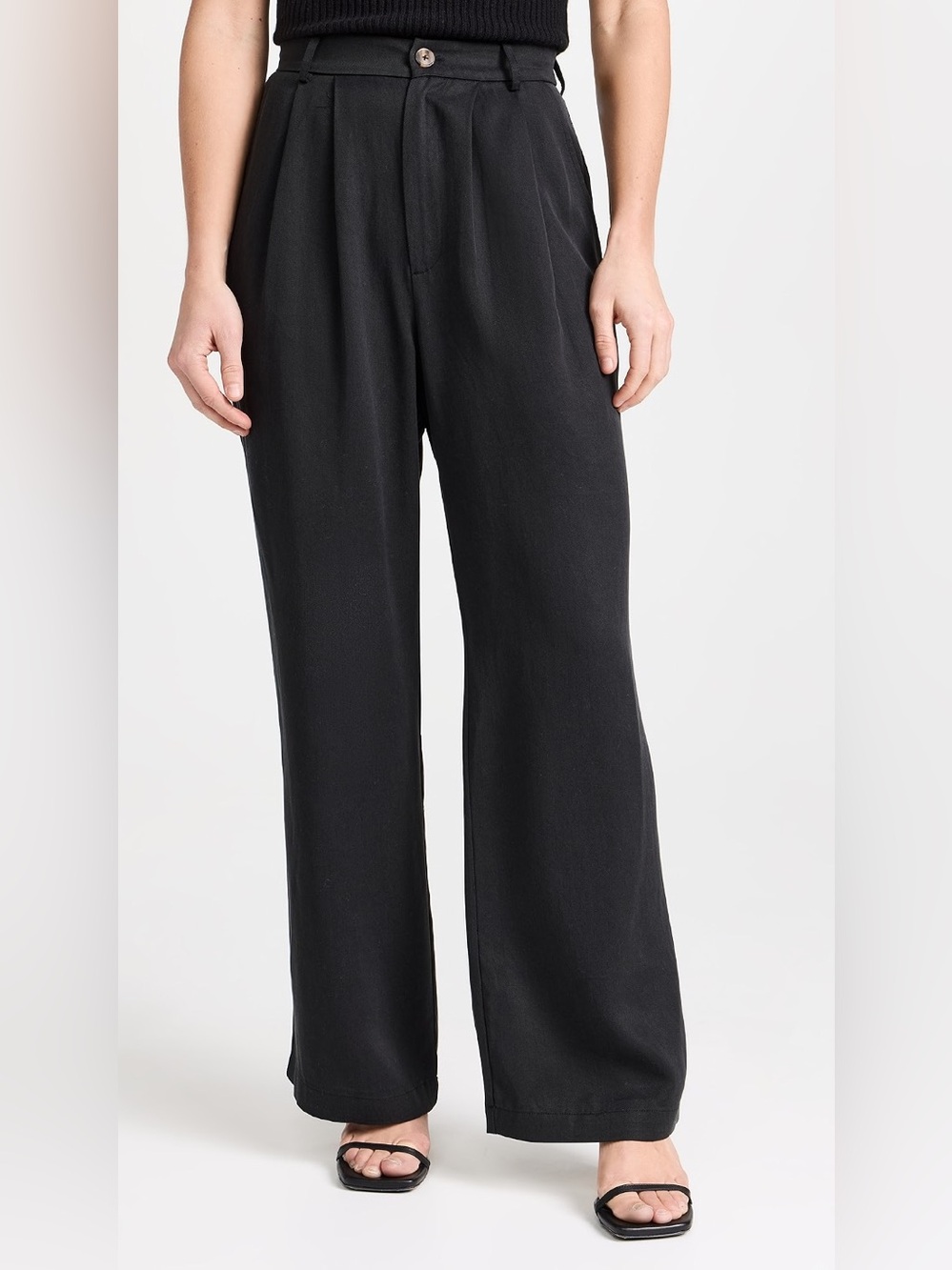 NWT Reformation Mason Pants High Waisted Pleated Wide Leg Tencel Black Size 14